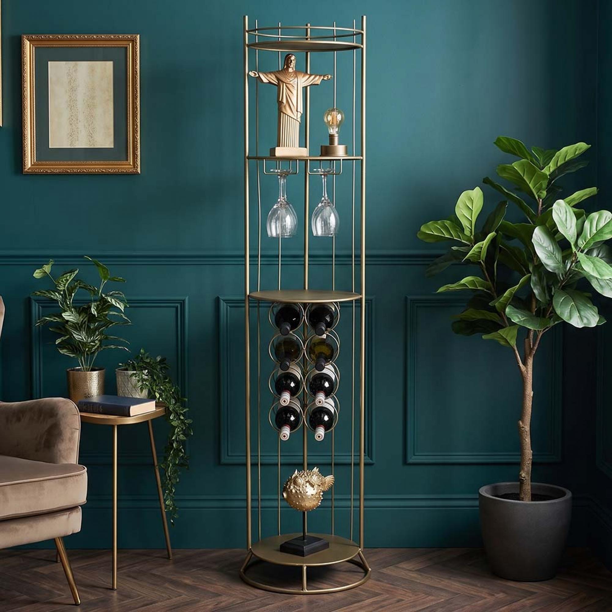 Grey Metal Slim Wine Unit
