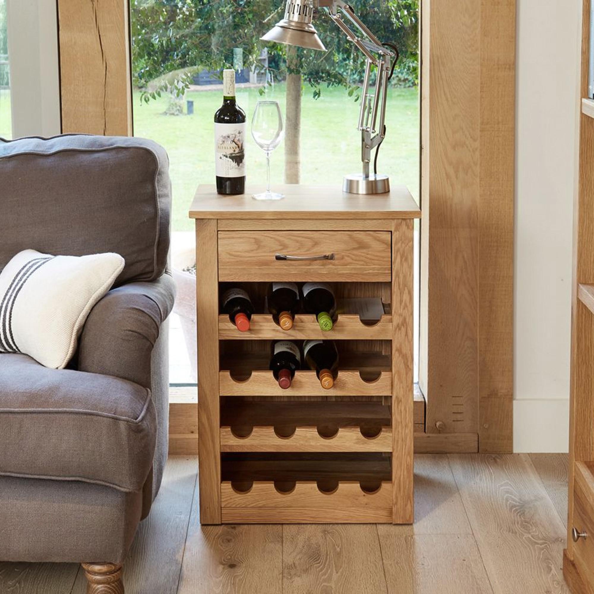 Mobel Oak Lamp Table - Wine Rack
